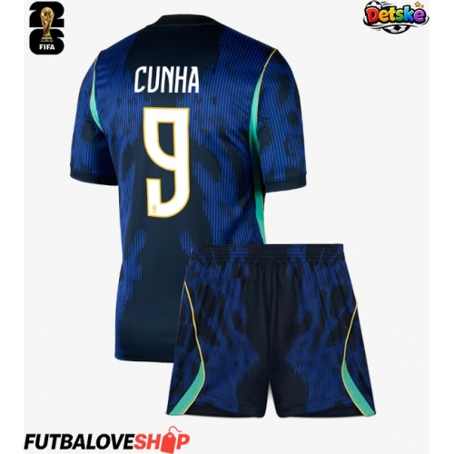 Dres Brazília Matheus Cunha #9 Preč pre deti MS 2026 Krátky Rukáv (+ trenírky)